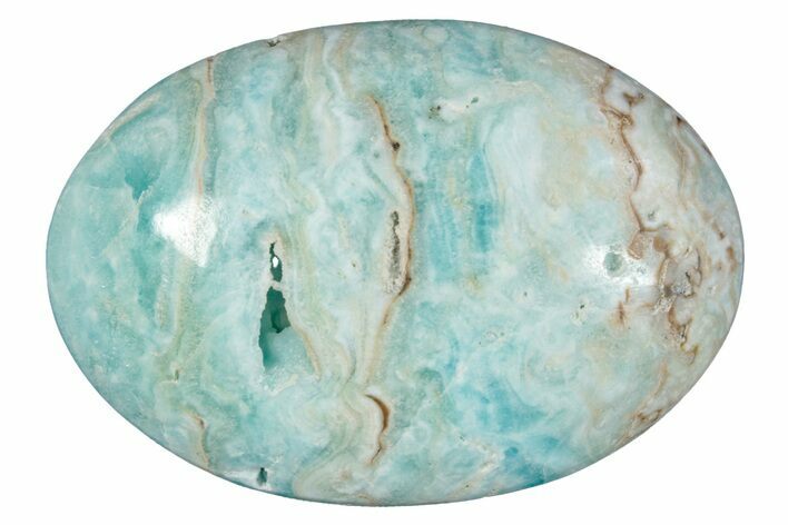 Polished Blue Caribbean Calcite Palm Stone #275569